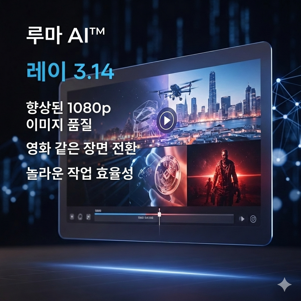 AI 영상 툴 끝판왕 등장! 루마 AI 'Ray 3.14'의 달라진 1080p 화질, 영화 같은 씬 전환, 압도적 작업 효율성까지 지금 확인해보세요.