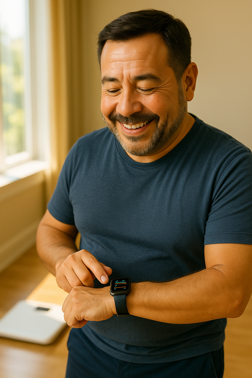 AI 워치로 관리하는 중년 남성