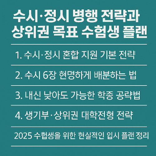 수시·정시 병행 전략과 상위권 목표 수험생의 현실적인 합격 플랜