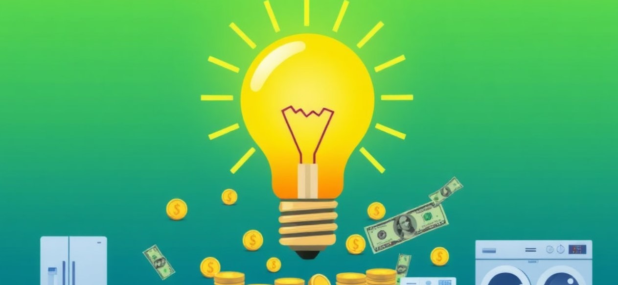 에너지 캐시백 신청으로 현금이 쌓이는 상징적 이미지입니다.