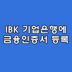 기업은행에 금융인증서 등록