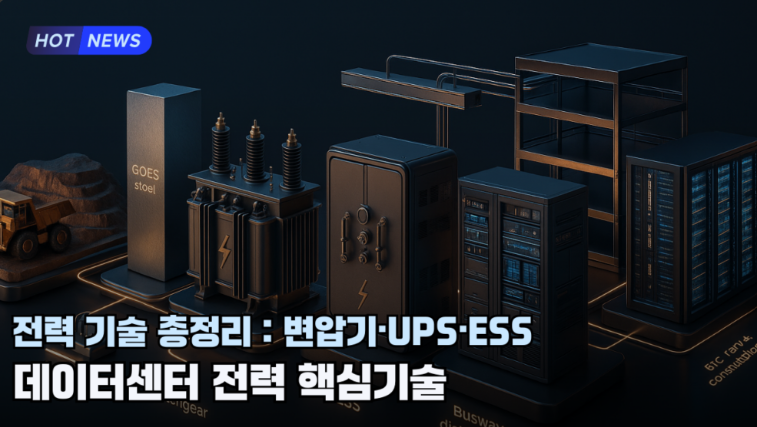 AI 데이터센터 전력 수요 급증으로 주목받는 변압기·전력 설비 인프라 구조도