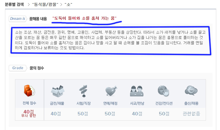상세한 해몽 결과 확인