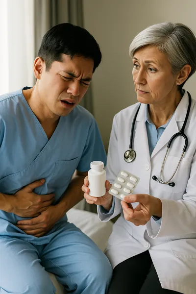 식중독 환자와 의사 상담