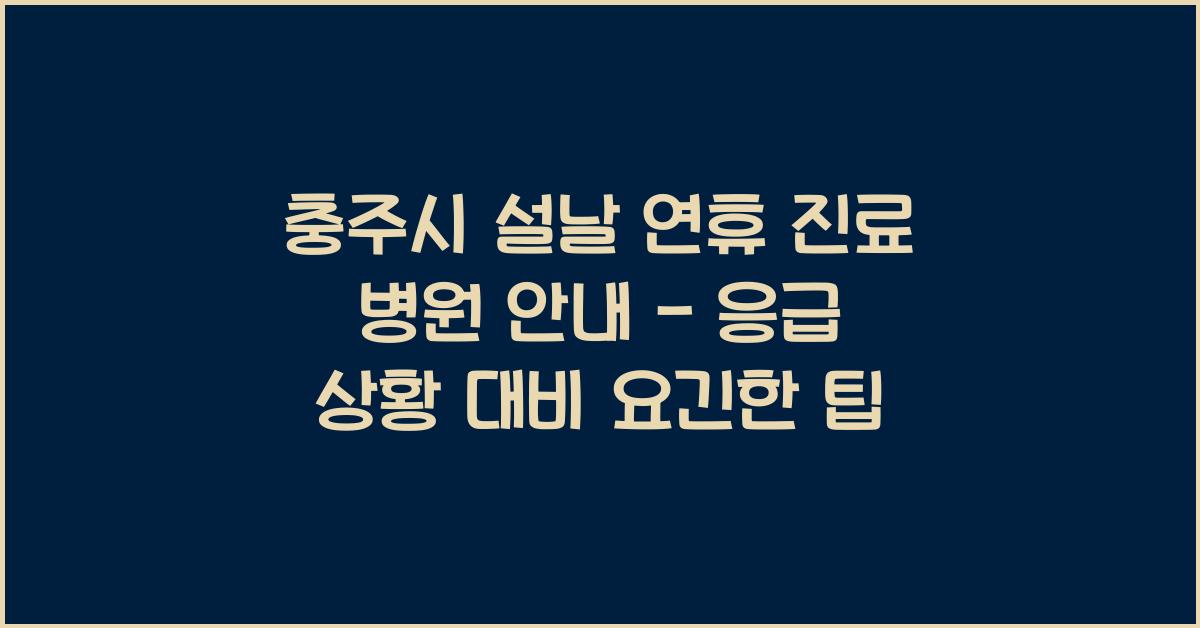 충주시 설날 연휴 진료 병원 안내 - 응급 상황 대비