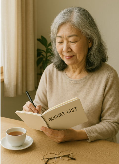 시니어 버킷리스트 작성하는 모습