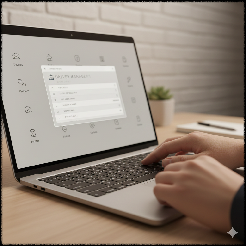 노트북에 설치된 드라이버를 확인하는 모습