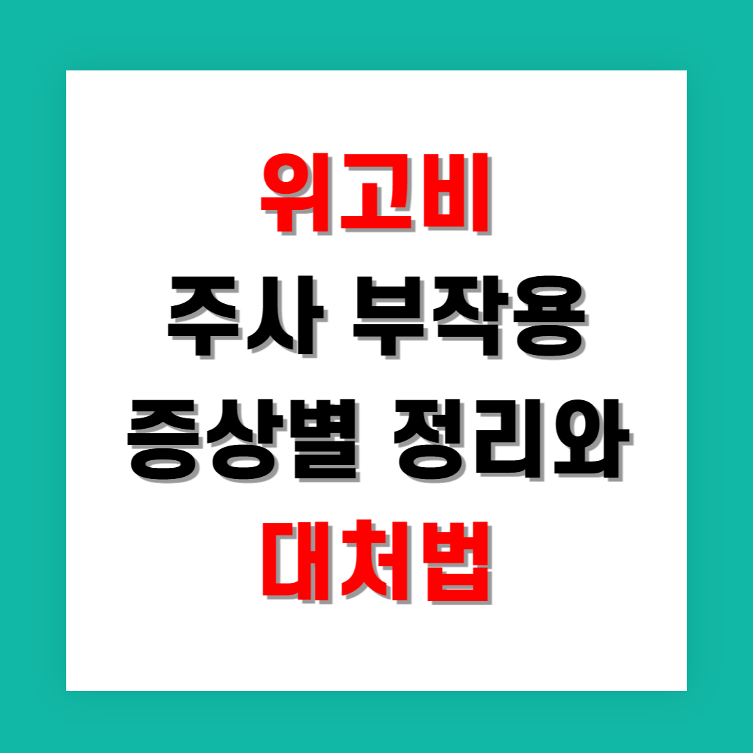 위고비 주사 부작용 증상별 정리와 대처법 완벽 가이드