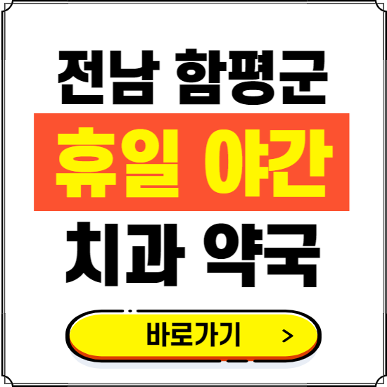 함평군 휴일 치과 병원 진료하는 곳 ❘ 365일 일요일 야간 주말 문여는 약국 찾기
