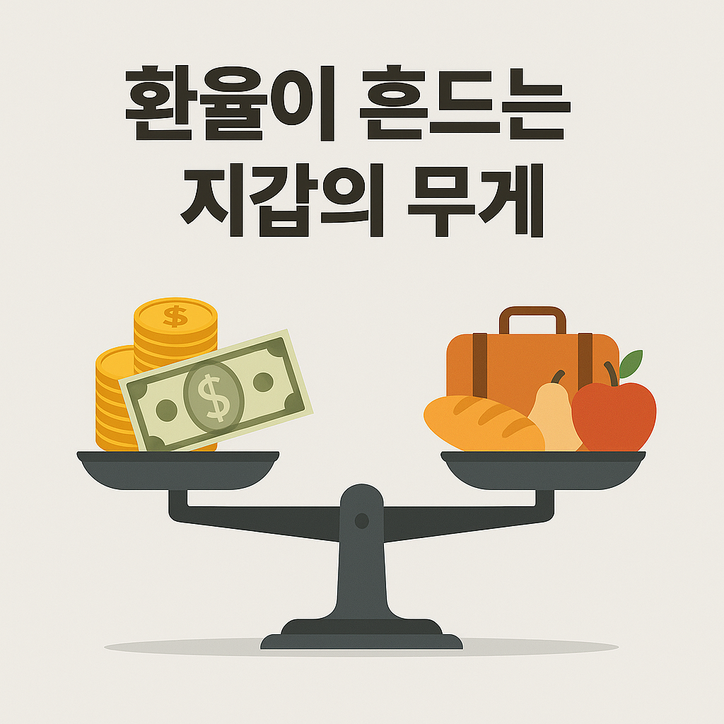 환율이 지갑과 생활비에 미치는 영향을 상징하는 이미지