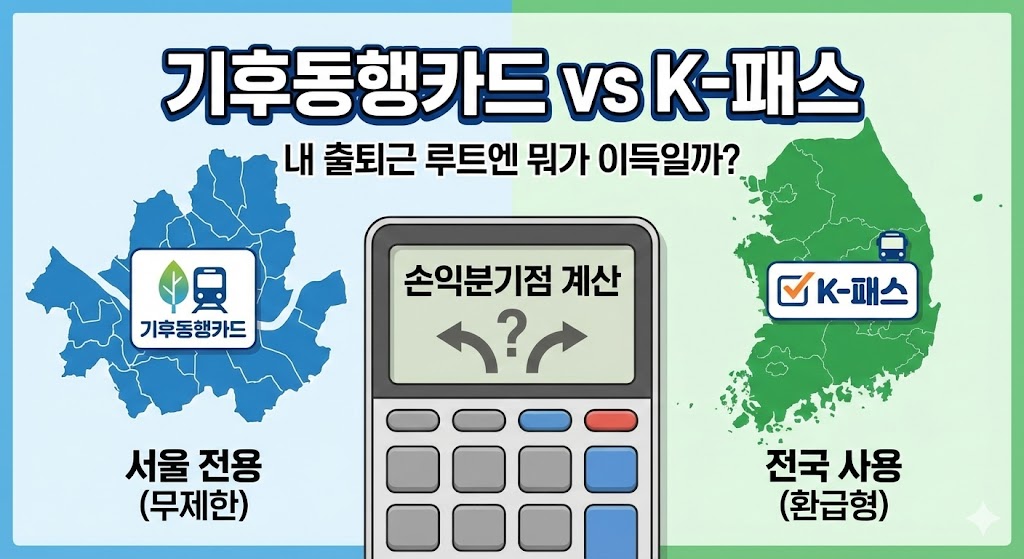 기후동행카드 vs K-패스, 내 출퇴근 루트엔 뭐가 이득일까? (손익분기점 계산기)
