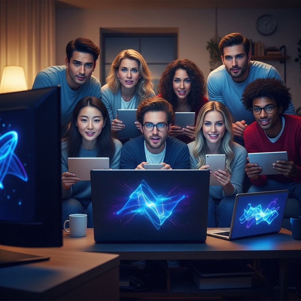 2025년 넷플릭스 주간순위 1위를 함께 즐기는 전 세계 시청자들의 모습, 다양한 기기로 감상하는 콘텐츠