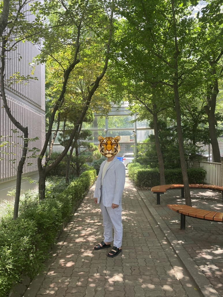 데일리룩(오뭘입)_비슬로우스탠다드 시어서커 셋업수트 엠엠지엘 mmgl 샌들 OOTD