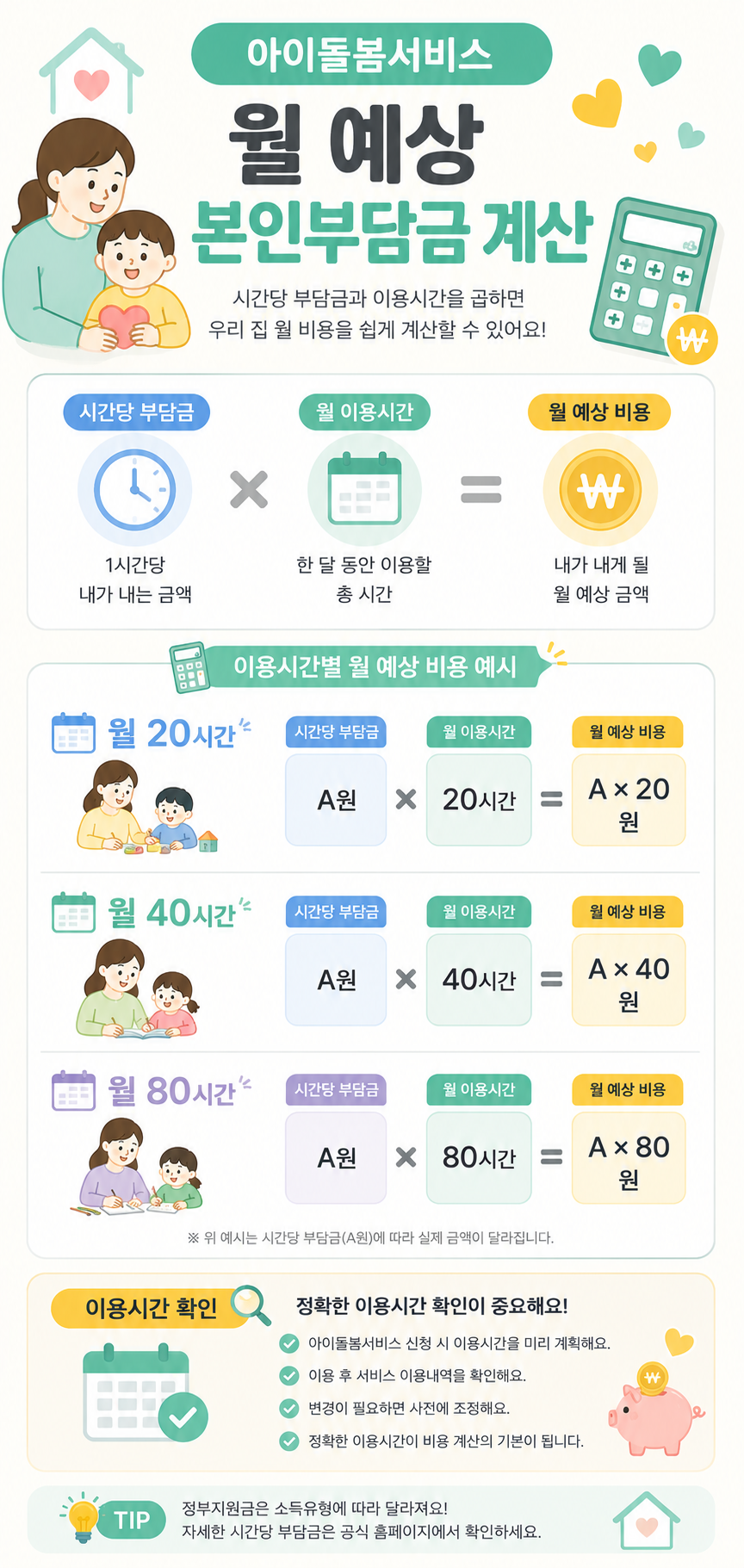 아이돌봄서비스 월 예상 본인부담금 계산 카드뉴스