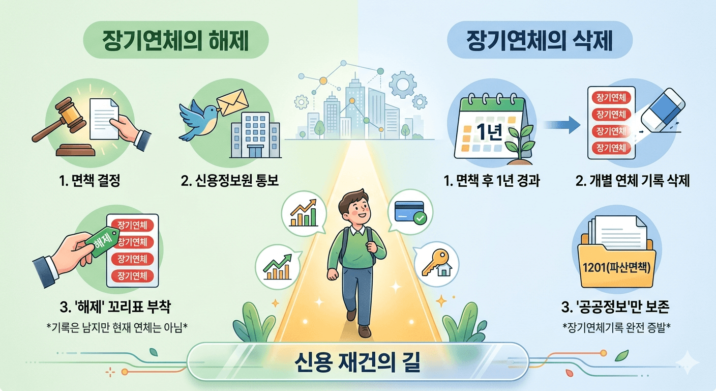 신용정보원 장기연체기록의 해제와 삭제