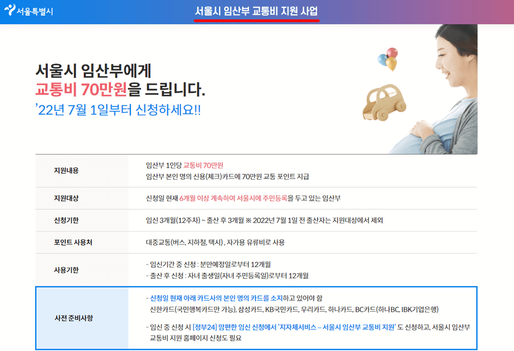 서울시-임산부-교통비-70만원-지원대상-신청기한-사용처