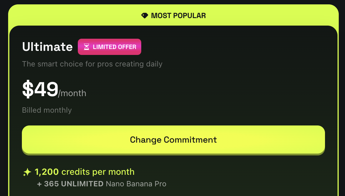 힉스필드 프로모션 적용 안된 기본 구독료