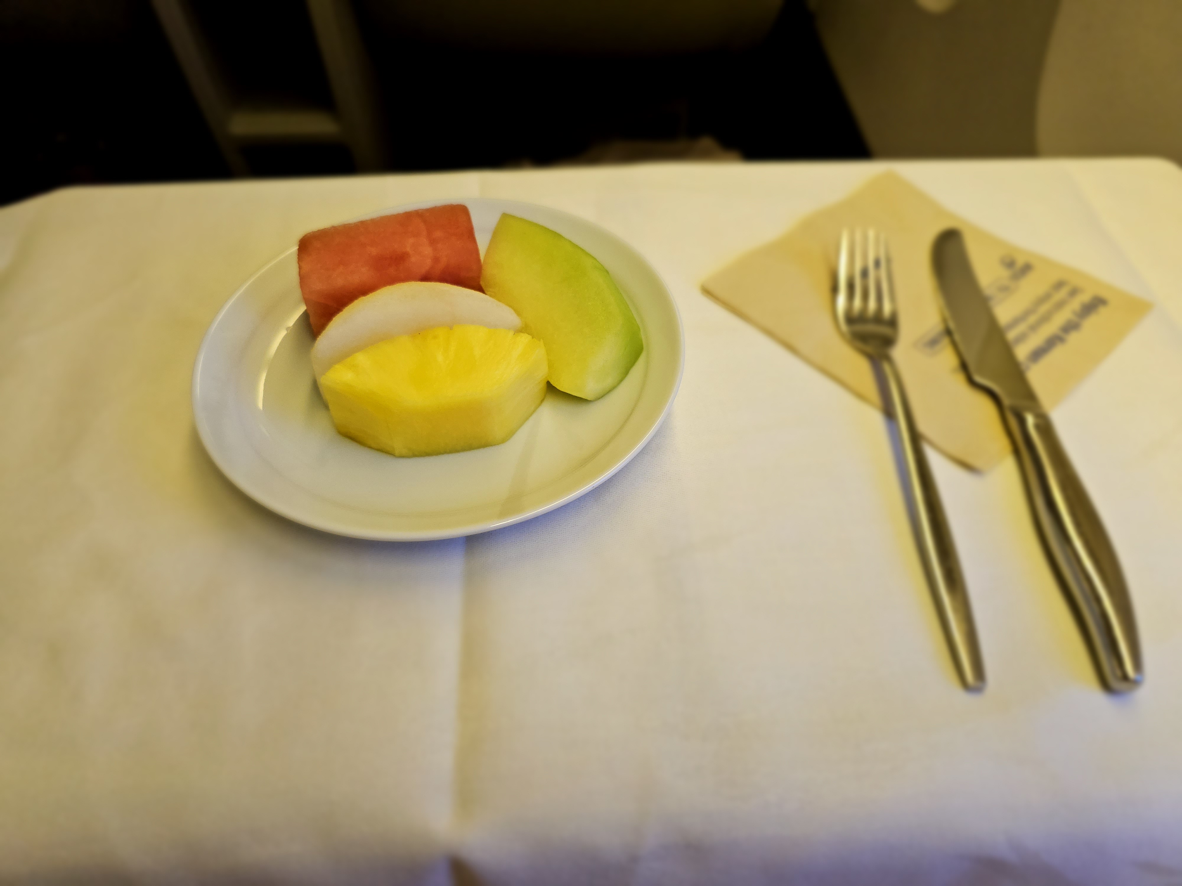 Business seat in-flight meals