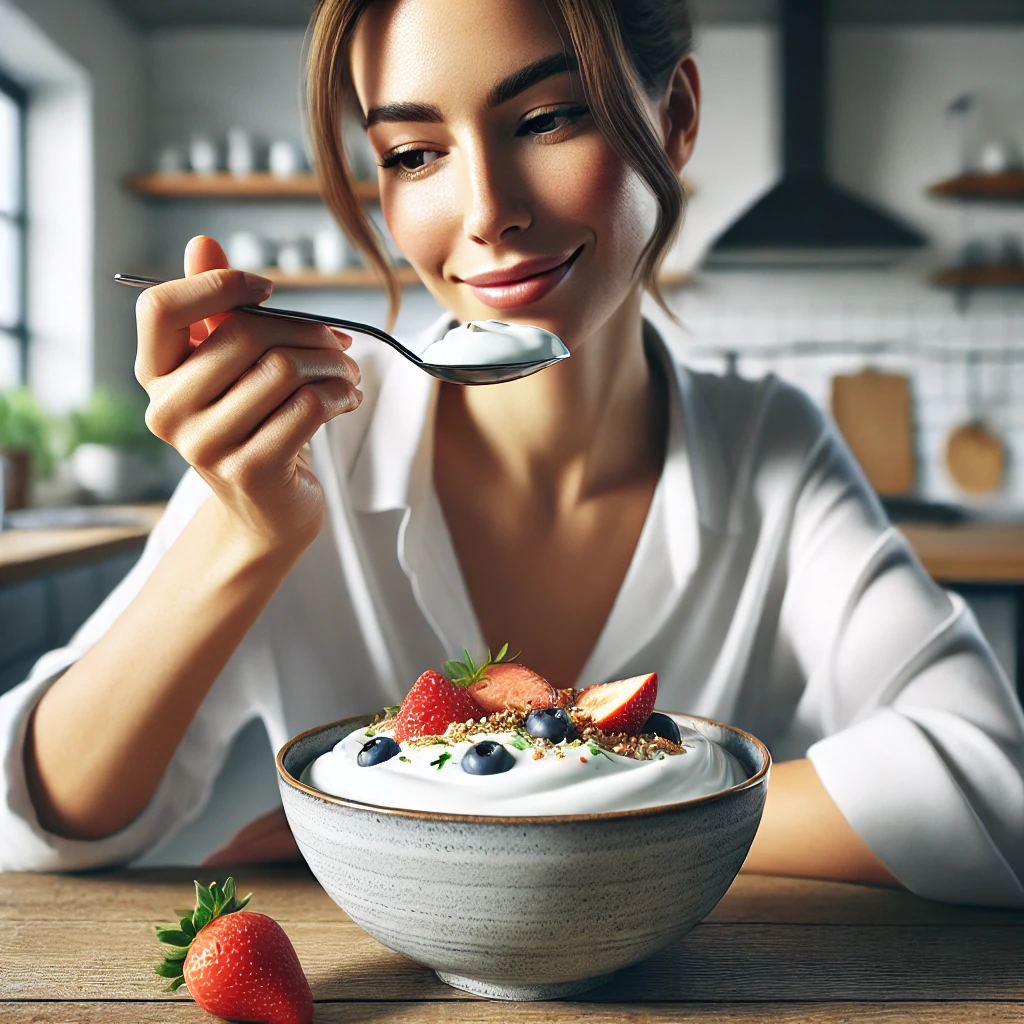 그릭-요거트-먹는-여자