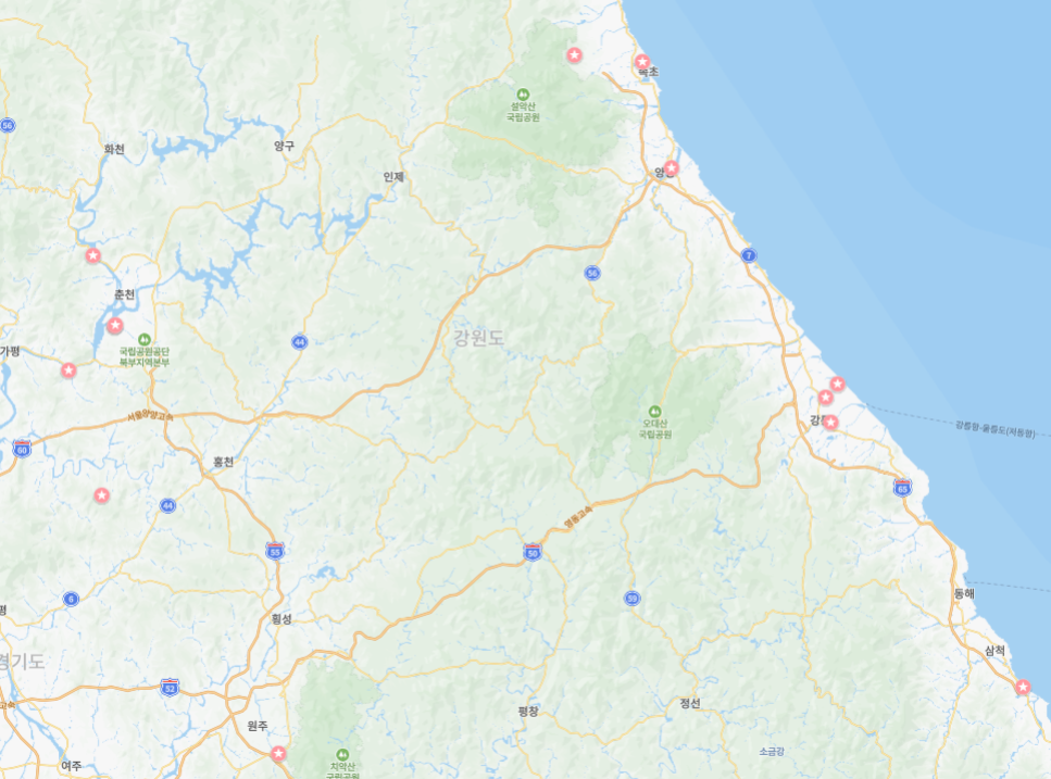 강원도 벚꽃명소 지도