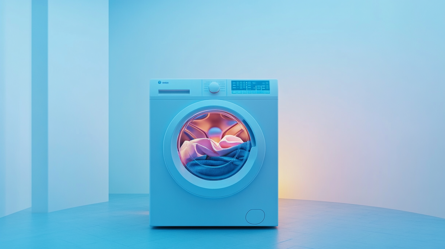 적절한 세탁량으로 세탁된 옷들이 깔끔하게 담긴 세탁기