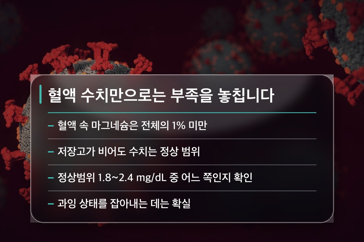 마그네슘 효능 혈액검사 수치가 정상이면 괜찮은 걸까요?