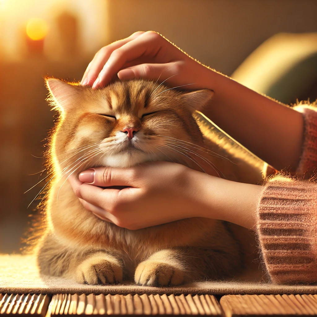 따뜻한 분위기 속에서 편안하게 하품하는 고양이