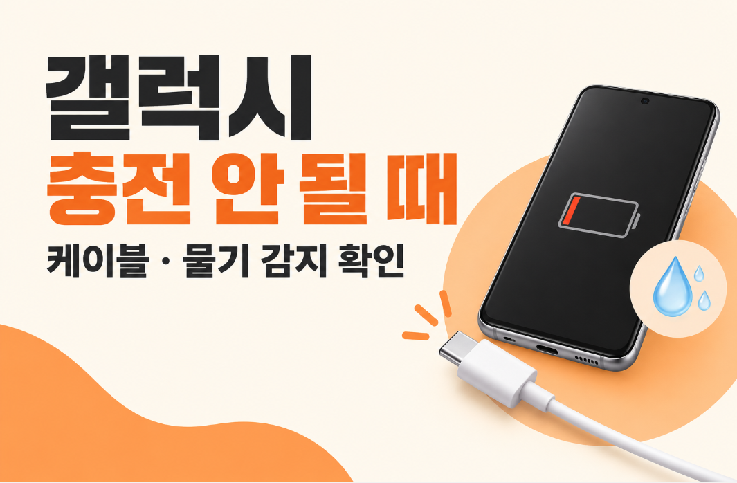 갤럭시 충전이 안 될 때 ❘ 케이블&middot;물기 감지&middot;배터리 보호 확인법