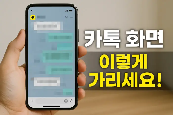 카카오톡 채팅 화면을 모자이크 처리하며 민감 정보를 가리는 방법 안내 이미지