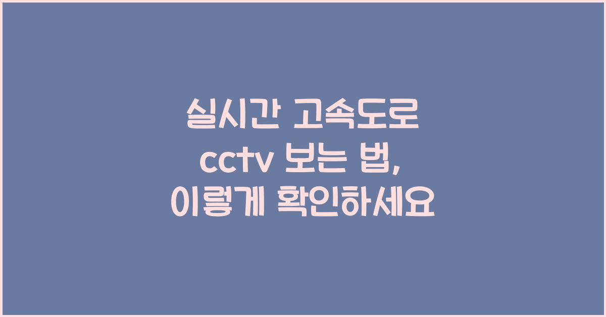 실시간 고속도로 cctv 보는 법