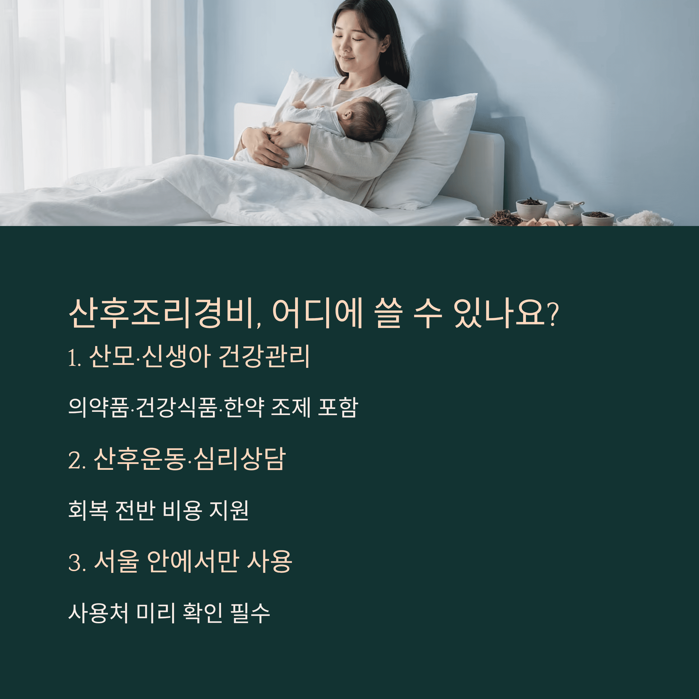 산후조리경비는 어디에 쓸 수 있을까