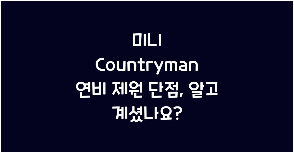 미니 Countryman 연비 제원 단점