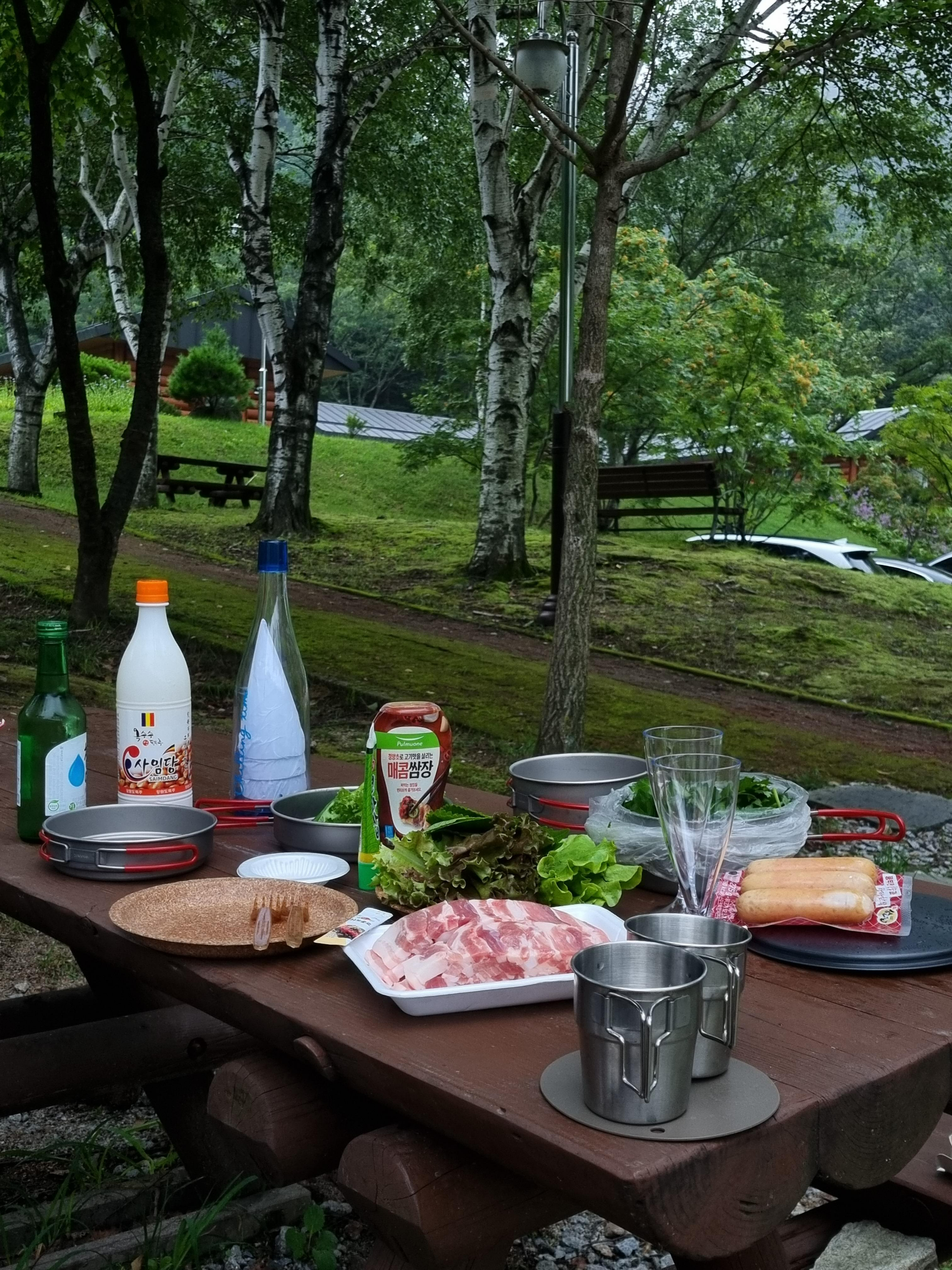 대관령_자연휴양림_야영장_데크위음식