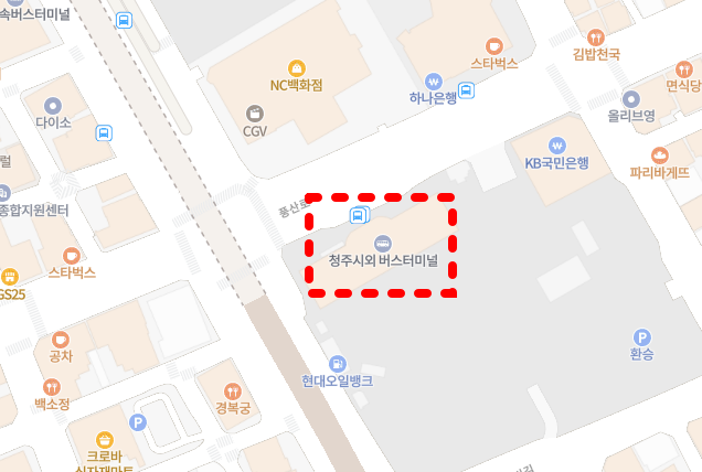 청주시외버스터미널 위치-지도