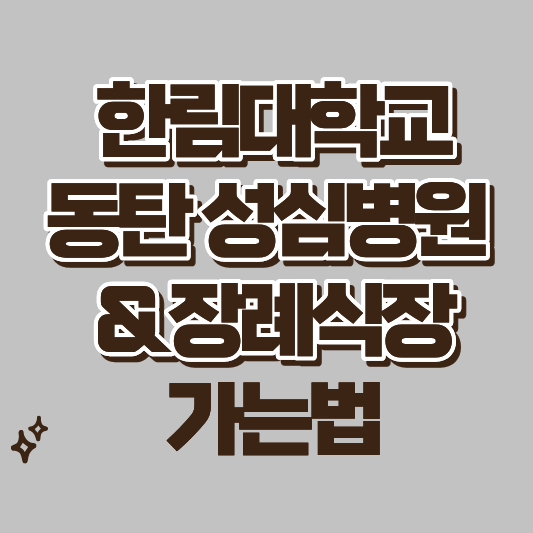 [동탄 정보] 한림대학교 동탄성심병원 및 장례식장 가는 방법 총정리 (지하철, 버스, 자가용, 주차 팁)