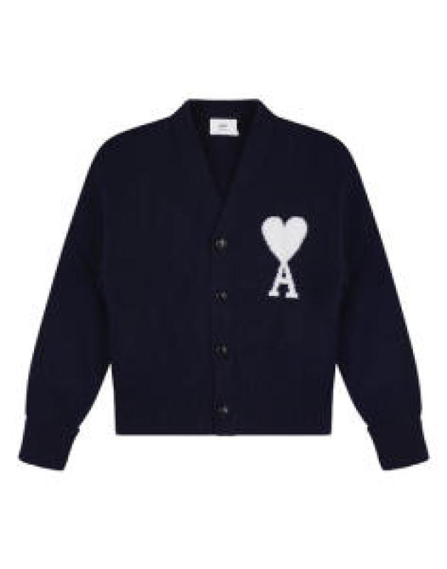 아미 남성 빅하트 로고 박시핏 울 가디건 UKC002-018-493