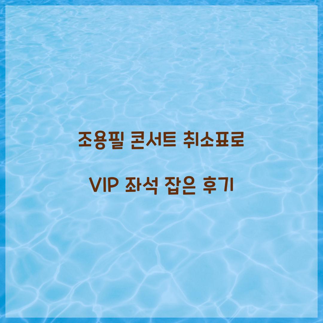 조용필 콘서트 취소표로 VIP 좌석 잡은 후기