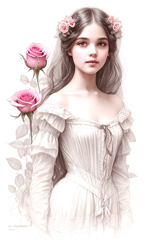 Playground AI로 생성한 그림(1) - 꽃 장식을 한 아름다운 소녀