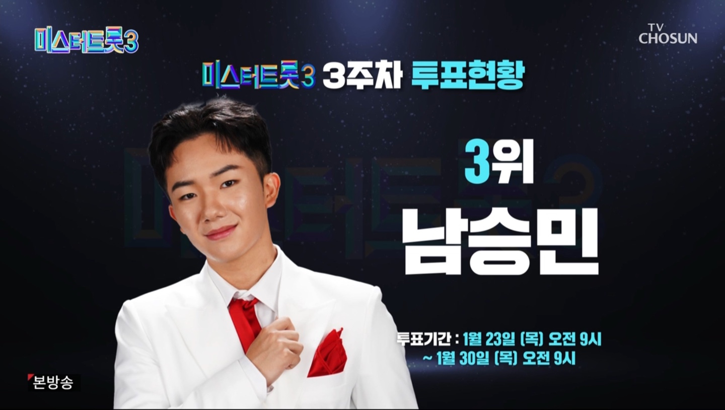 미스터트롯3 3주차 투표현황