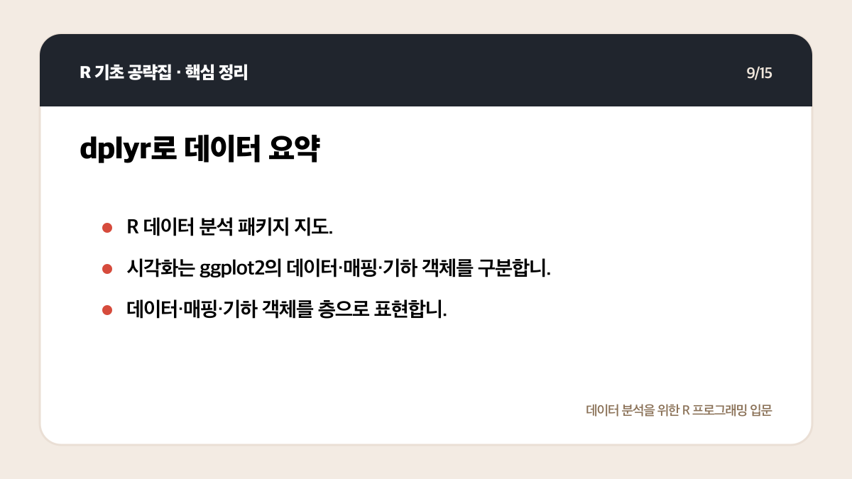 R 데이터 분석 패키지 입문: tidyverse부터 무엇을 설치할까 핵심 정리 9