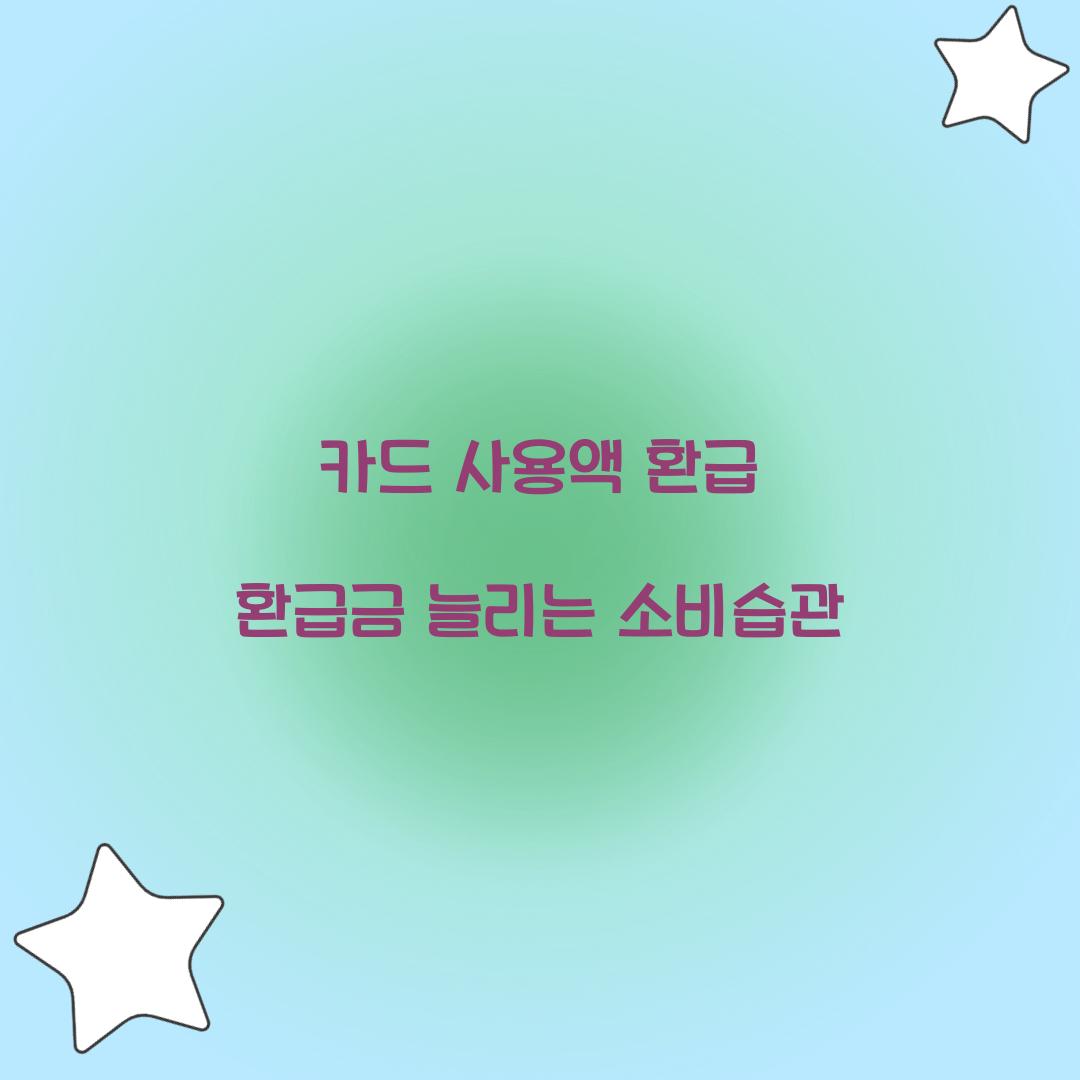 카드 사용액 환급 환급금 늘리는 소비습관