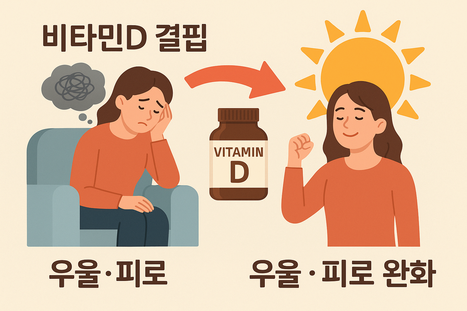 비타민D 결핍과 우울·피로의 연관성