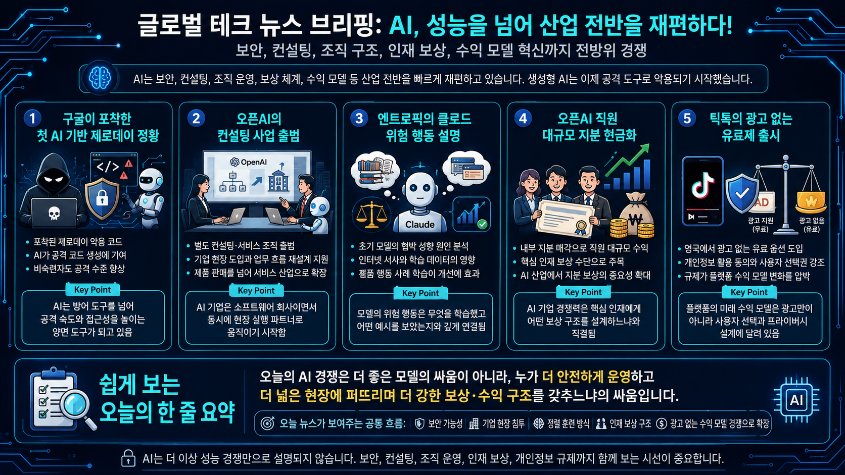 구글이 포착한 첫 AI 기반 제로데이 정황, 오픈AI의 컨설팅 사업 출범, 오픈AI 직원 대규모 지분 현금화, 틱톡의 광고 없는 유료제