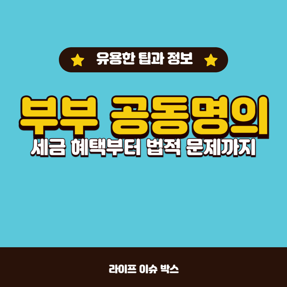 부부 공동명의의 장단점과 세금 혜택, 법적 문제