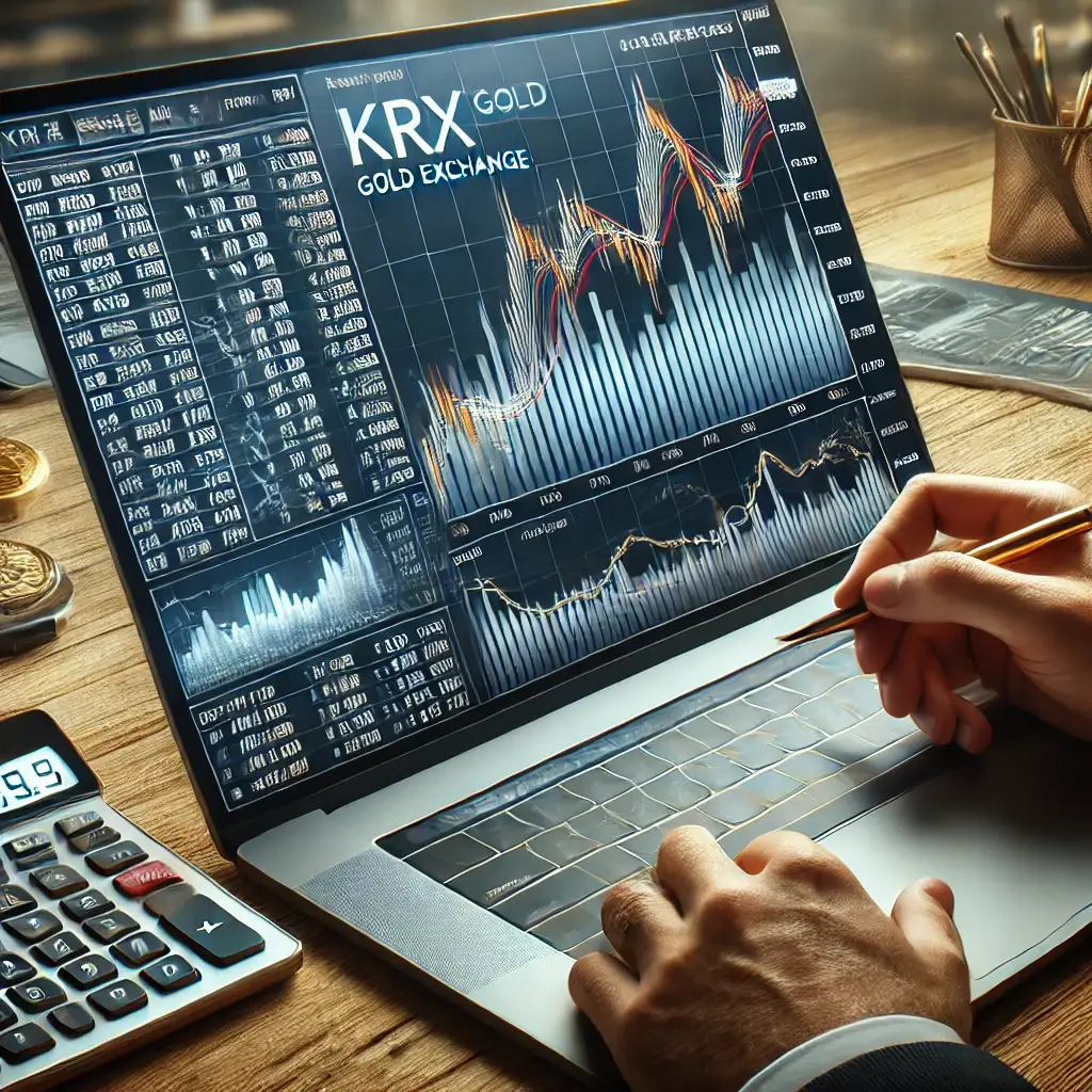KRX 금 거래소 실시간 시세 차트를 분석하는 모습
