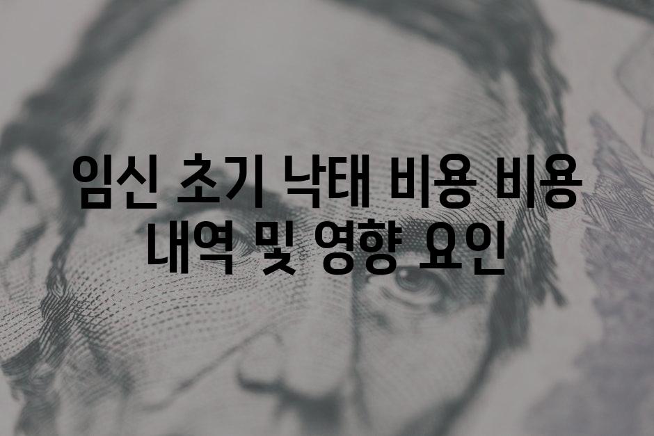 임신 초기 낙태 비용 비용 내역 및 영향 요인