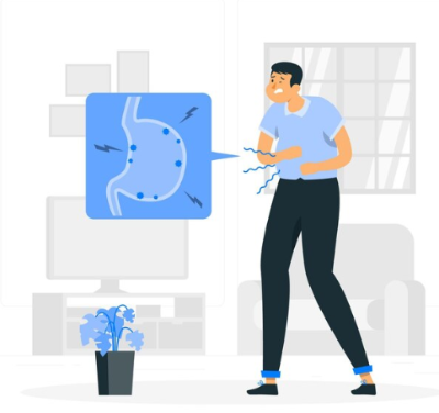 배 아파하는 남자 일러스트