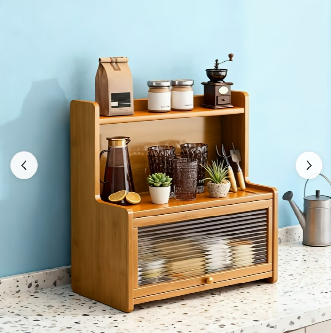 대나무 3단 데스크탑 수납 랙