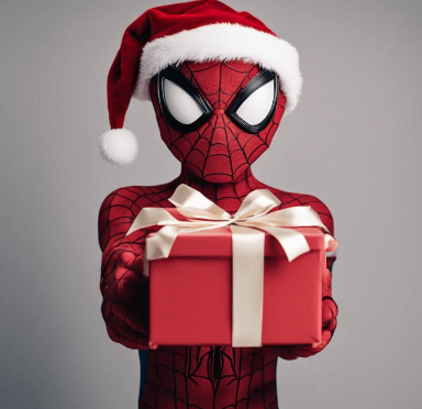 스파이더맨이-선물을-들고있는-이미지