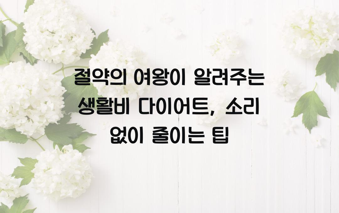  절약의 여왕이 알려주는 생활비 다이어트, 티 나지 않게 줄이는 법